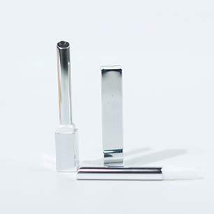 Tubo de lápiz labial de aluminio cuadrado reemplazable plateado
